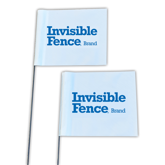 Two Invisible Fence Brand training flags
